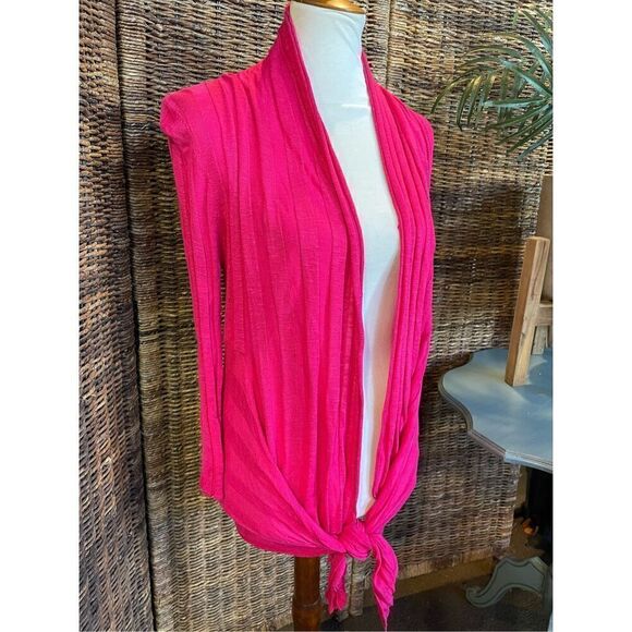 International Concepts Women's Pink Waterfall Tie Front Cardigan Medium - Picture 13 of 15